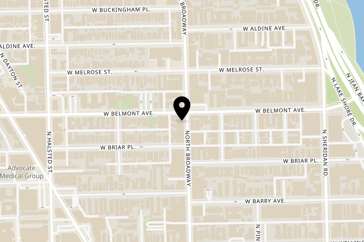Map showing the location of Salad House - Salad Shop Lakeview on 3176 N Broadway in Chicago